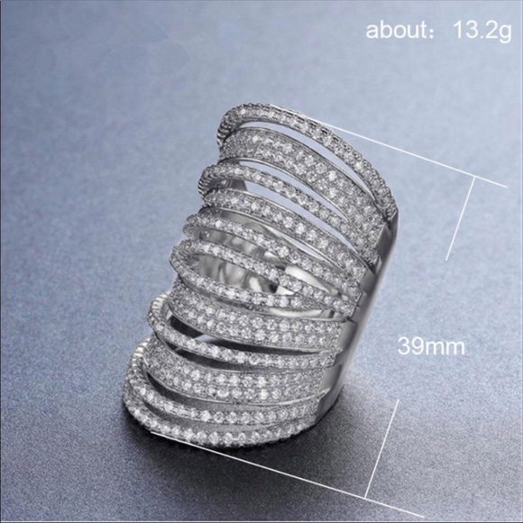 18k White Gold Filled AAA CZ Cluster Ring - Picture 2 of 3